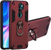 Voor Geschikt voor Xiaomi Redmi Note 8 Pro 2 in 1 Armor Series PC + TPU beschermhoes met ringhouder (wijnrood)