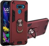 Voor LG K50 2 in 1 Armor Series PC + TPU beschermhoes met ringhouder (wijnrood)