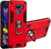 Voor LG K50 2 in 1 Armor Series PC + TPU beschermhoes met ringhouder (rood)