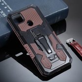 Voor Geschikt voor Xiaomi Redmi 9C Armor Warrior schokbestendige pc + TPU beschermhoes (koffie)
