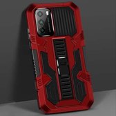 Voor Xiaomi Poco M3 Vanguard Warrior All-inclusive tweekleurige schokbestendige TPU + pc-beschermhoes met houder (rood)