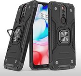 Voor Xiaomi Redmi 8 magnetisch pantser schokbestendig TPU + pc-hoesje met metalen ringhouder (zwart)