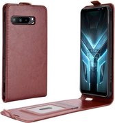 Voor Asus ROG Phone 3 Strix ZS661KS R64 Textuur Enkele Verticale Flip Lederen Beschermhoes met Kaartsleuven & Fotolijst (Bruin)