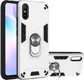 Voor Geschikt voor Xiaomi Redmi 9A Armor Series PC + TPU beschermhoes met ringhouder (zilver)