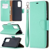 Voor Xiaomi Mi 10T 5G Litchi Textuur Pure Kleur Horizontale Flip Leren Case met Houder & Kaartsleuven & Portemonnee & Lanyard (Groen)