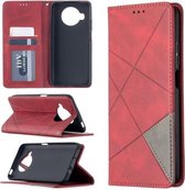 Voor Xiaomi Mi 10T Lite 5G Rhombus Texture Horizontale Flip Magnetische lederen tas met houder & kaartsleuven (rood)