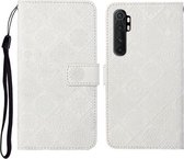 Voor Xiaomi Mi Note 10 Lite Etnische stijl Reliëfpatroon Horizontale flip lederen tas met houder & kaartsleuven & portemonnee & lanyard (wit)