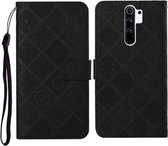Voor Geschikt voor Xiaomi redmi 9 etnische stijl reliëf patroon horizontale flip lederen tas met houder & kaartsleuven & portemonnee & lanyard (zwart)