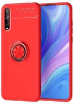 Voor Huawei Enjoy 10s metalen ringhouder 360 graden roterende TPU-hoes (rood + rood)