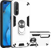 Voor OPPO Reno3 Pro (India) 2 in 1 Armor Series PC + TPU beschermhoes met ringhouder (zilver)