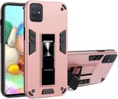 Voor Samsung Galaxy A31 2 in 1 PC + TPU schokbestendige beschermhoes met onzichtbare houder (roségoud)