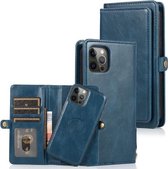 Meerdere kaartsleuven Afneembare magnetische horizontale flip lederen tas met kaartsleuven & houder & portemonnee voor iPhone 12 Pro Max (marineblauw)