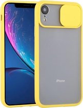 Sliding Camera Cover Design TPU beschermhoes voor iPhone XR (geel)
