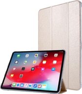 Zijdestructuur Horizontale Flip Magnetische PU-lederen tas met drievoudige houder en slaap- / wekfunctie voor iPad Air (2020) 10.9 (goud)