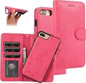 Voor iPhone 8 Plus / 7 Plus KLT888-2 Retro 2 in 1 Afneembare Magnetische Horizontale Flip TPU + PU Leren Case met Houder & Kaartsleuven & Fotolijst & Portemonnee (Rose Red)