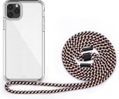 Voor iPhone 11 PC + TPU transparant all-inclusive acryl 2-in-1 schokbestendig telefoon beschermhoes met lanyard (beige blauw)