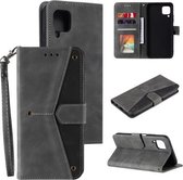 Voor Samsung Galaxy A42 5G Stiksels Kalfsstructuur Horizontale Flip Leren Case met Houder & Kaartsleuven & Portemonnee (Grijs)