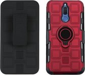 Voor Huawei Mate 10 Lite 3 in 1 Cube PC + TPU beschermhoes met 360 graden draaien zwarte ringhouder (rood)