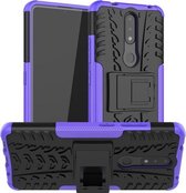 Voor Nokia 2.4 Tyre Texture Shockproof TPU + PC beschermhoes met houder (paars)