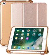 Voor iPad mini 5 / mini 4 / mini 3 / mini 2 / mini 3-vouw Litchi Texture Horizontaal Flip PU-leer + schokbestendig TPU-hoesje met houder en pengleuf (goud)