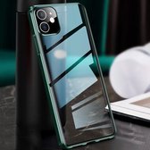 Voor iPhone 11 metalen frame met rechte rand + glazen beschermhoes (groen)