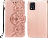Voor Xiaomi Mi 10 Lite Flower Vine Embossing Pattern Horizontale Flip Leather Case met Card Slot & Holder & Wallet & Lanyard (Rose Gold)