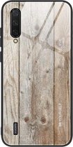 Voor Xiaomi Mi CC9 houtnerfglas beschermhoes (M04)