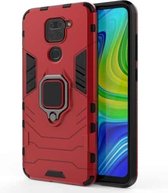 Voor Geschikt voor Xiaomi Redmi Note 9 PC + TPU Anti-val beschermhoes met ringhouder (rood)