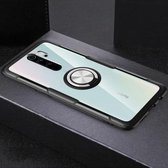 Voor Xiaomi Redmi Note 8 Pro schokbestendig TPU + acryl beschermhoes met metalen ringhouder (zilver zwart)