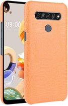 Voor LG K61 schokbestendige krokodiltextuur pc + PU-hoes (oranje)