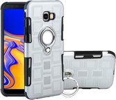 Voor Galaxy J4 + 2 in 1 Cube PC + TPU beschermhoes met 360 graden draaien zilveren ringhouder (zilver)