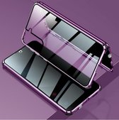 Voor Samsung Galaxy S21 + 5G Vierhoek schokbestendig Anti-gluren magnetisch metalen frame Dubbelzijdig gehard glazen omhulsel (roze)