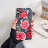 IMD Flower Pattern TPU beschermhoes voor iPhone 12 Pro Max (rood)