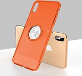 Transparante TPU metalen ringhoes voor iPhone XS, met metalen ringhouder (rood)