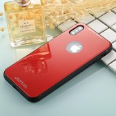 Voor iPhone X / XS 0,8 mm gehard glas Hoge kwaliteit TPU-casco beschermende achterkant van de behuizing (rood)