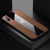 Voor iPhone X / XS XINLI Stikstof Textuur Schokbestendig TPU-beschermhoes (bruin)