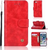Voor iPhone 7/8 Retro koperen gesp Crazy Horse horizontale flip PU lederen tas met houder & kaartsleuven & portemonnee & lanyard (rood)