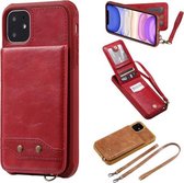 Voor iPhone 11 Verticale Flip Portemonnee Schokbestendige Achterklep Beschermhoes met Houder & Kaartsleuven & Lanyard & Fotolijsten (Rood)