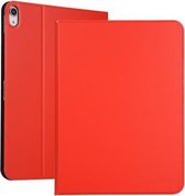 Open effen kleur elastische lederen tas voor iPad Pro 11 inch met standaard met slaapfunctie, TPU Soft Shell bodembehuizing (rood)