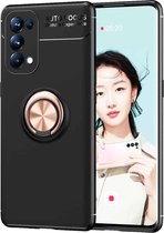 Voor OPPO Reno5 Pro metalen ringhouder 360 graden roterende TPU-hoes (zwart + roségoud)