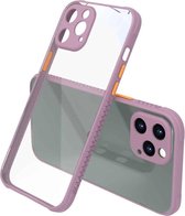 Bandzijde Textuur Contrastknop Schokbestendig PC + TPU Telefoon beschermhoes voor iPhone 12 Pro Max (paars)