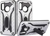 Schokbestendige TPU + pc-beschermhoes met houder voor Galaxy A20e (zilver)