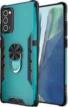 Voor Samsung Galaxy Note20 Magnetische Frosted PC + Matte TPU Schokbestendige Case met Ringhouder (Glinsterend Groen)