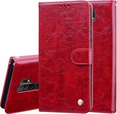 Voor Xiaomi Redmi 9 zakelijke stijl olie wax textuur horizontale flip lederen tas, met houder & kaartsleuven & portemonnee (rood)