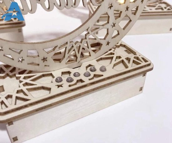 Ramadan decoratief hout, 8 houten hangers voor Ramadan, houten