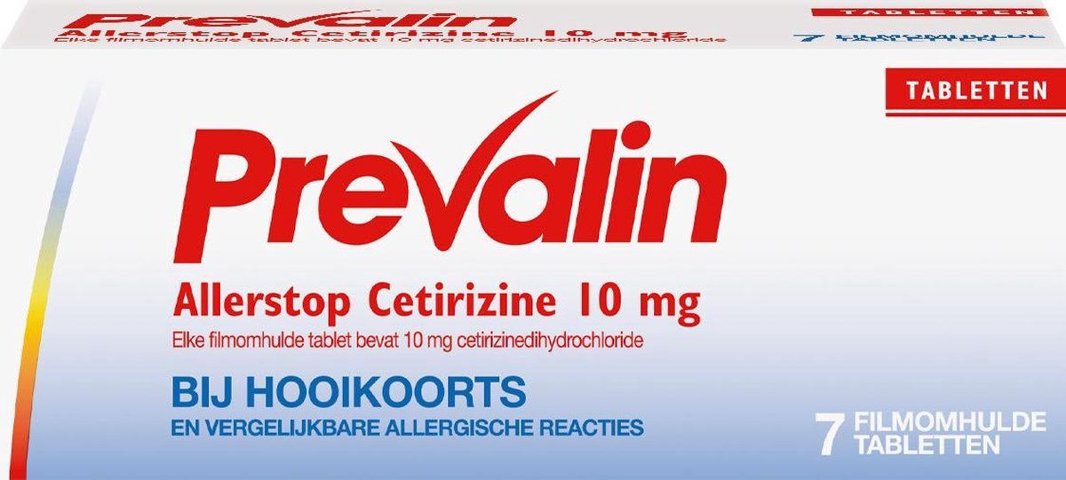 Prevalin Allerstop 10mg Cetirizine - hooikoorts tabletten - 7 hooikoortstabletten - Prevalin