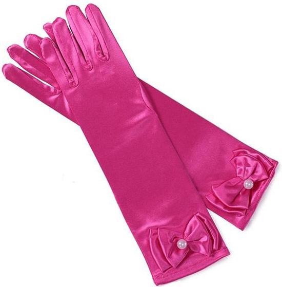 Handschoenen met strik - Roze - Prinsessenjurk Accessoires