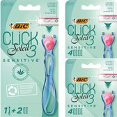 BIC scheermesjes - Click 3 Soleil Sensitive Scheersysteem voor vrouwen - duurzaam handvat van gerecycled plastic - Scheersysteem met 10 navulmesjes