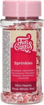 FunCakes Sprinkles Taartdecoratie - Mini Hartjes Roze/Wit/Rood - 60g