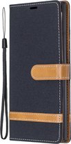 Samsung Galaxy Note 10 Plus Hoesje - Mobigear - Fabric Serie - Katoen Bookcase - Zwart - Hoesje Geschikt Voor Samsung Galaxy Note 10 Plus
